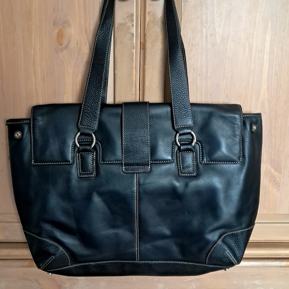 Franklin Covey Women's Executive Black Leather Purse/Laptop Bag LIKE NEW!